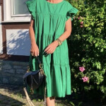 Rüschen Kleid grün